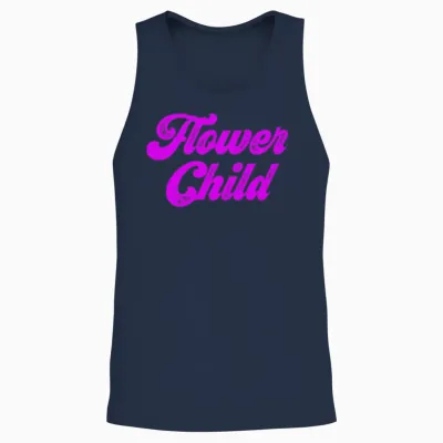 Flower Child Retro Unisex Tank Top - Navy