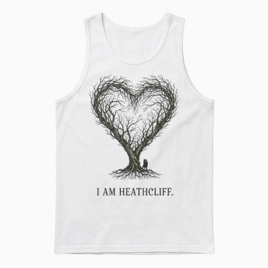 I Am Heathcliff - Wuthering Heights Quote Unisex Tank Top in White