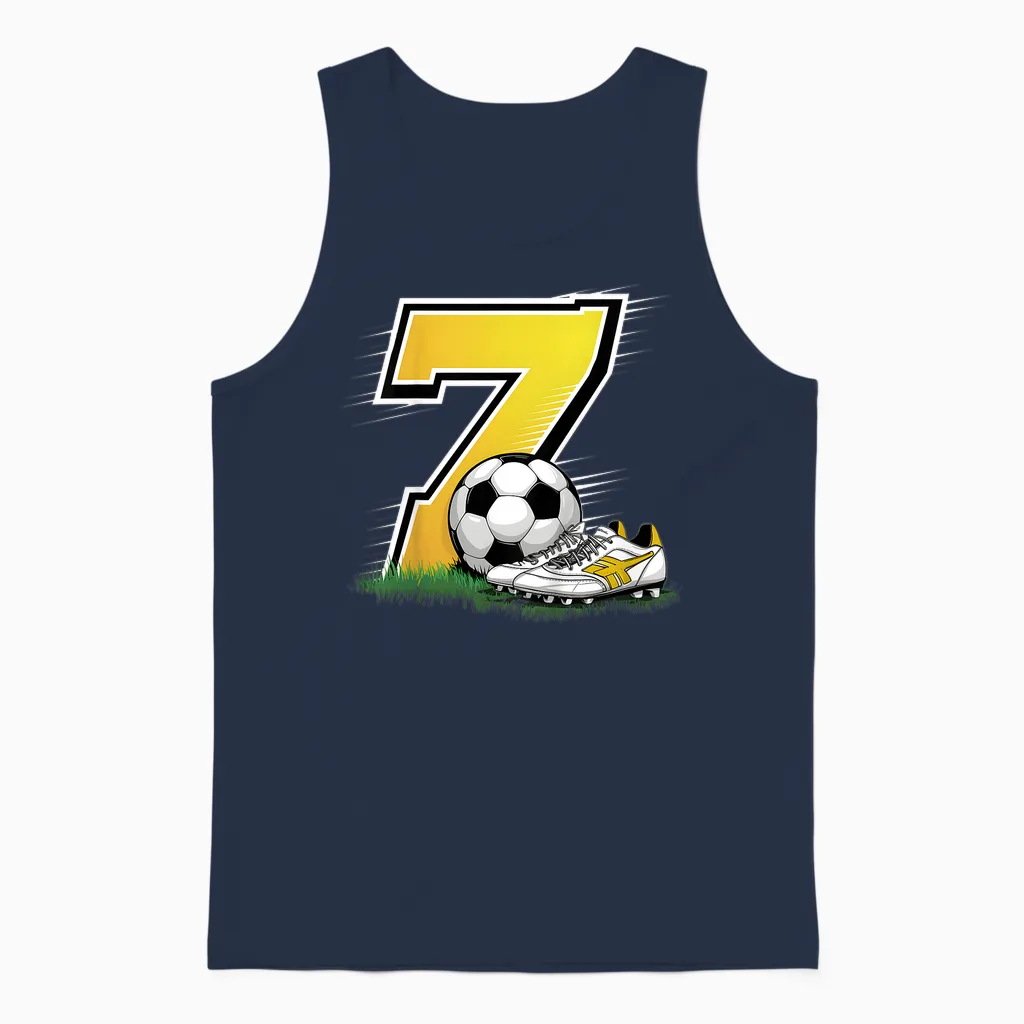 Kinder 7. Geburtstag Junge 7 Jahre Fussballer Fussball Geburtstags Unisex Tank Top in Navy