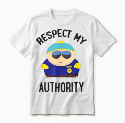 South Park Cartman Respect My Authority Unisex T-Shirt - White