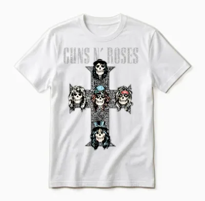 Guns N' Roses Official Vintage Cross Unisex T-Shirt - White