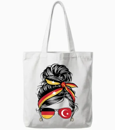 Türkiye Deutschland Flagge Türkisch Deutsch Mädchen Damen Tote Bags - White