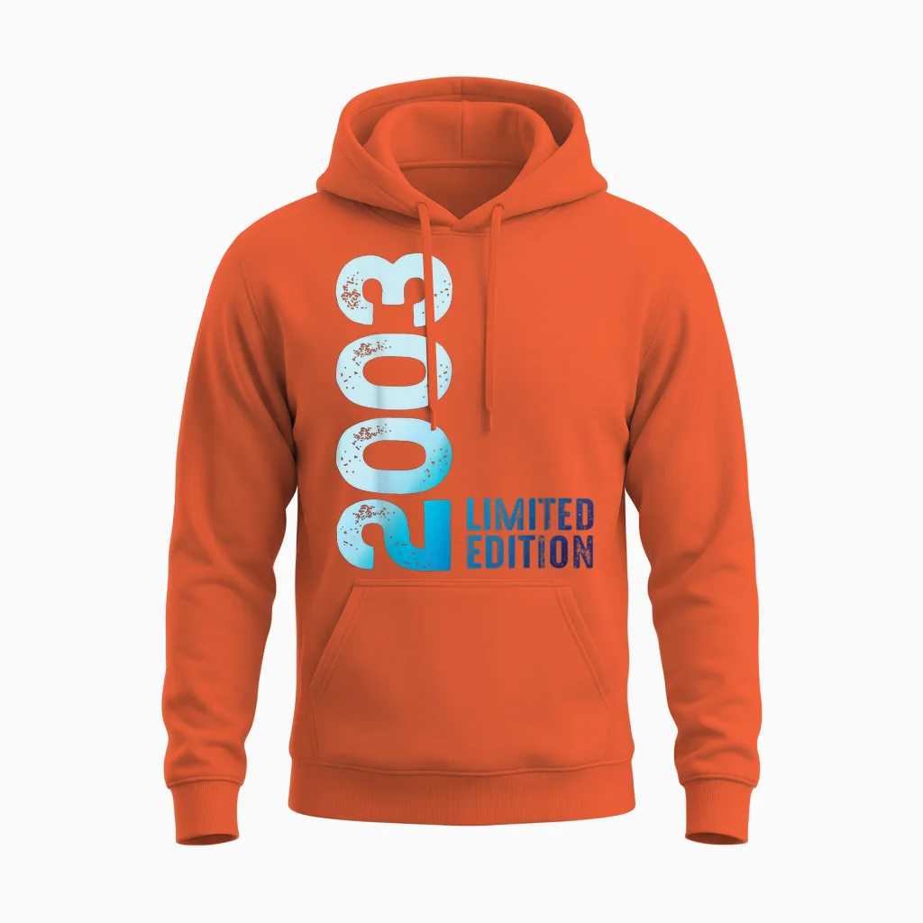 Limited Edition Anniversary 2003 T-Shirt, Black, S Unisex Hoodie in Orange