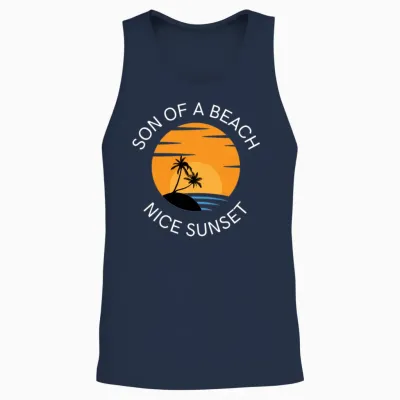 Black Yellow Blue White Simple Beach Unisex Tank Top - Navy