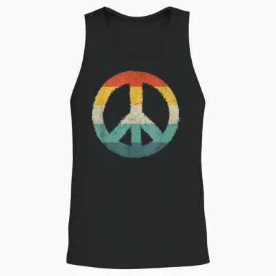 Retro Hippie Symbol Frieden Zeichen Peace Unisex Tank Top - Black