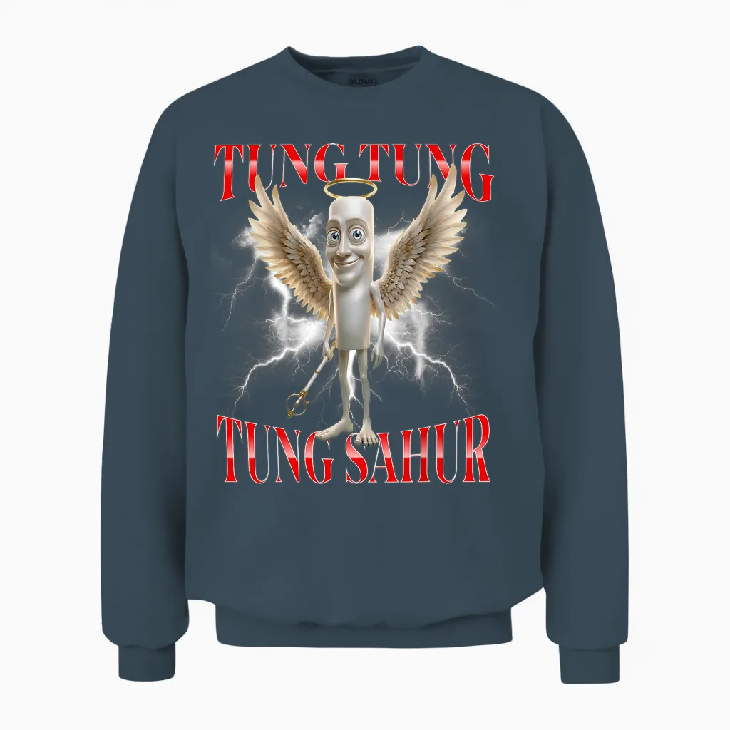 Tung Tung Sahur Unisex Sweatshirt in Dark Heather