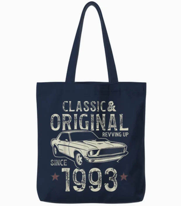 33e Anniversaire 1993 Voiture Classique Tote Bags in Navy