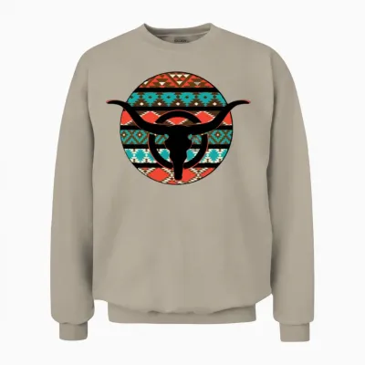Retro Cow Skull Unisex Sweatshirt - Sand