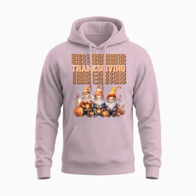 Autumnal Gnomes - Thanksgiving Unisex Hoodie - Light Pink