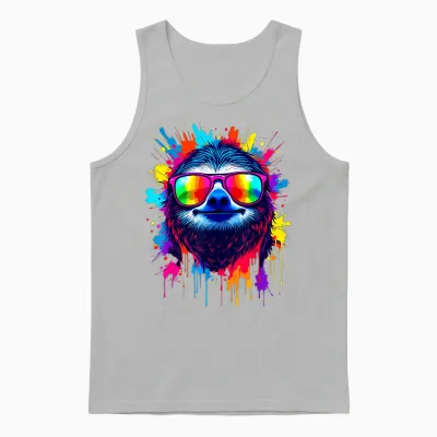 Faultier Bunt & Künstlerisch Pop Art, Faultier Mit Sonnenbrille Unisex Tank Top - Ash