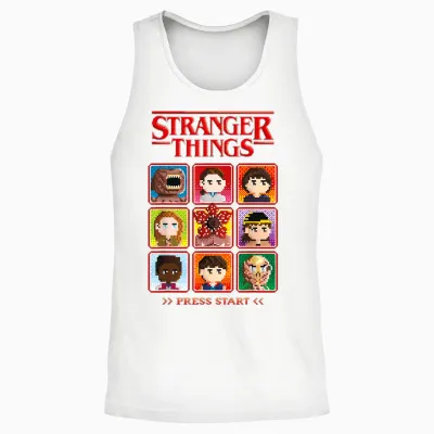 Stranger Things Season 5 Retro Video Game Character Select Unisex Tank Top - White