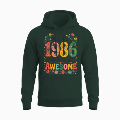 40 Year Old Made in 1986 Retro Floral 40th Birthday Women Unisex Hoodie - Forest