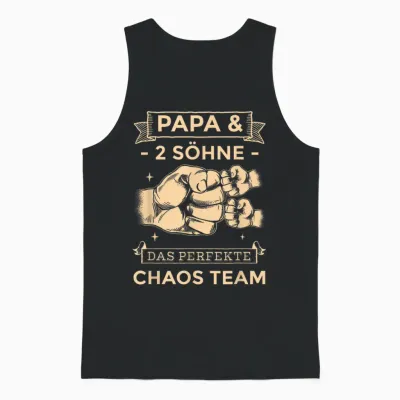 Papa & 2 Söhne Chaos Team Partnerlook Männertag Vatertag Unisex Tank Top - Black