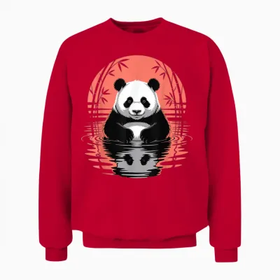 Retro Panda Bär ästhetische Grafik Herren Damen Lustiger Panda Unisex Sweatshirt - Red