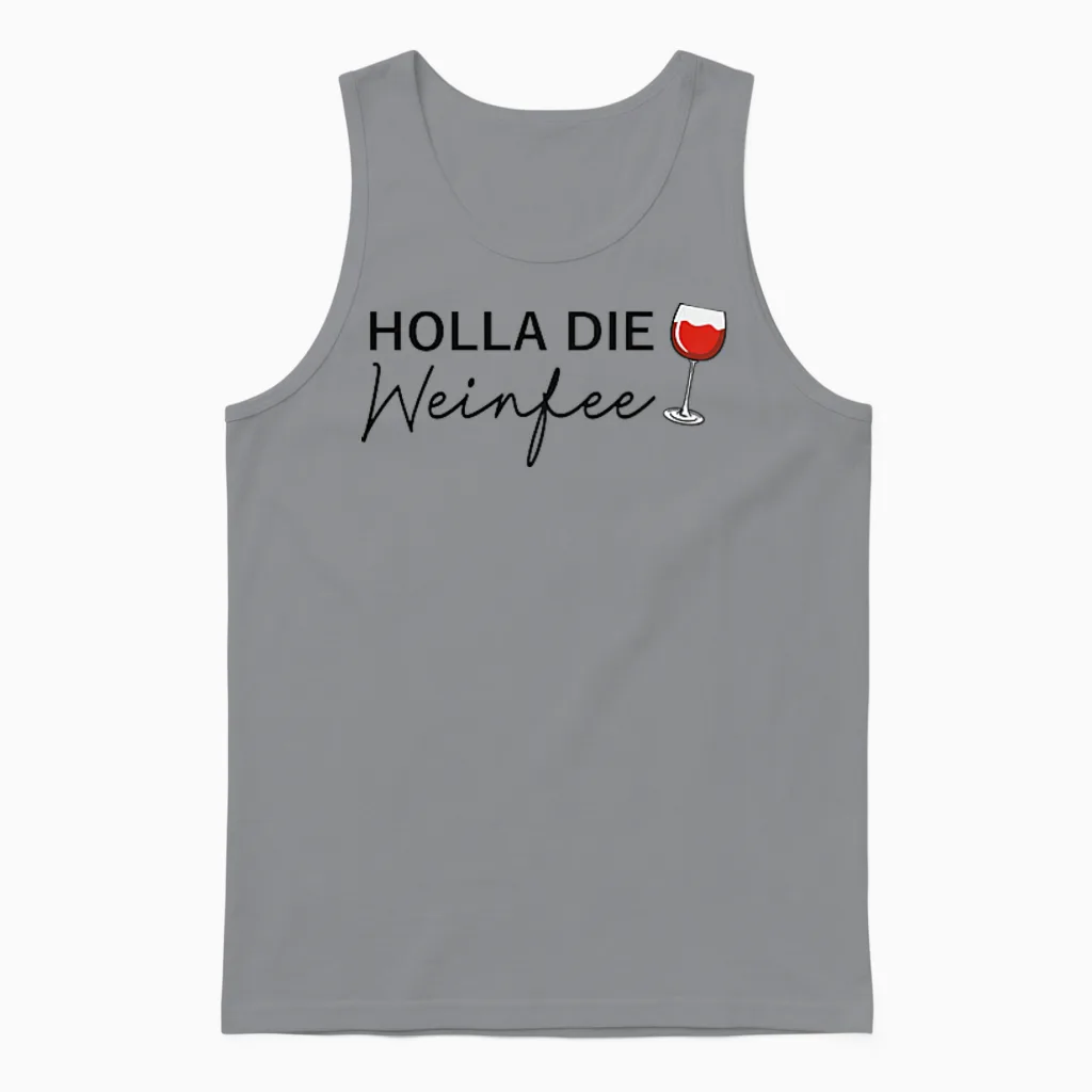 Women's Wine Vino Gift Idea - Holla the Wine Fairy T-Shirt, White, S Unisex Tank Top in Sport Grey