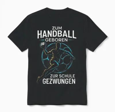 "zum Handball Geboren Zur Schule Gezwungen Unisex T-Shirt - Black