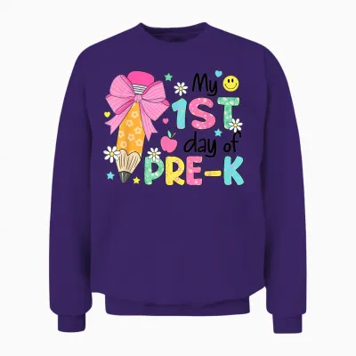 My 1st Day of Pre-K Prek Pre K 2025 Back to School Girls Unisex Sweatshirt - Purple