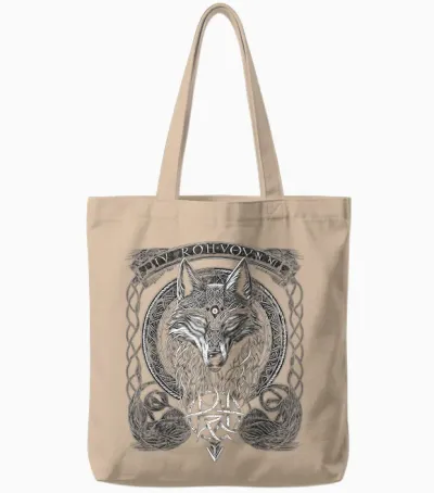 Odins Wolf Wikinger Nordische Runen Nordmann Mythologie Tote Bags - Natural