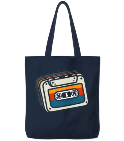Retro Music Tote Bags - Navy