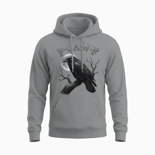 F-Caw-F Black Crow Pun Funny Bird Cawing Unisex Hoodie in Sport Grey