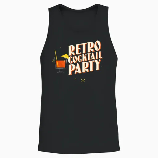 Retro Cocktail Party Design Unisex Tank Top - Black