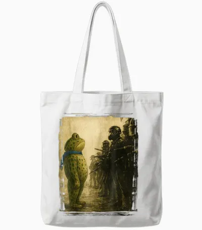 Retro Portland Frog Vintage Tote Bags - White