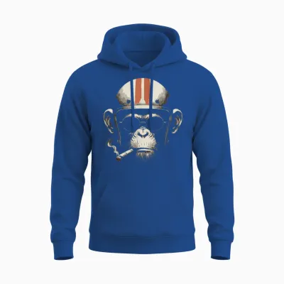 Cigar Smoking Monkey Retro Vintage Motorcycle Helmet Unisex Hoodie - Royal