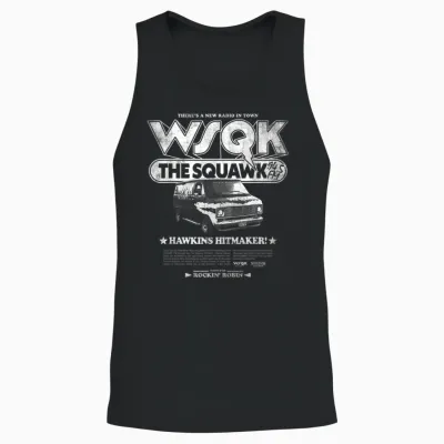 Stranger Things Hawkins Hitmaker Wsqk Back Unisex Tank Top - Black
