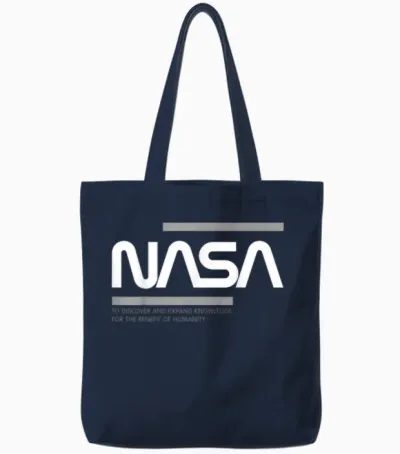 Nasa Worm White Grey Tote Bags - Navy