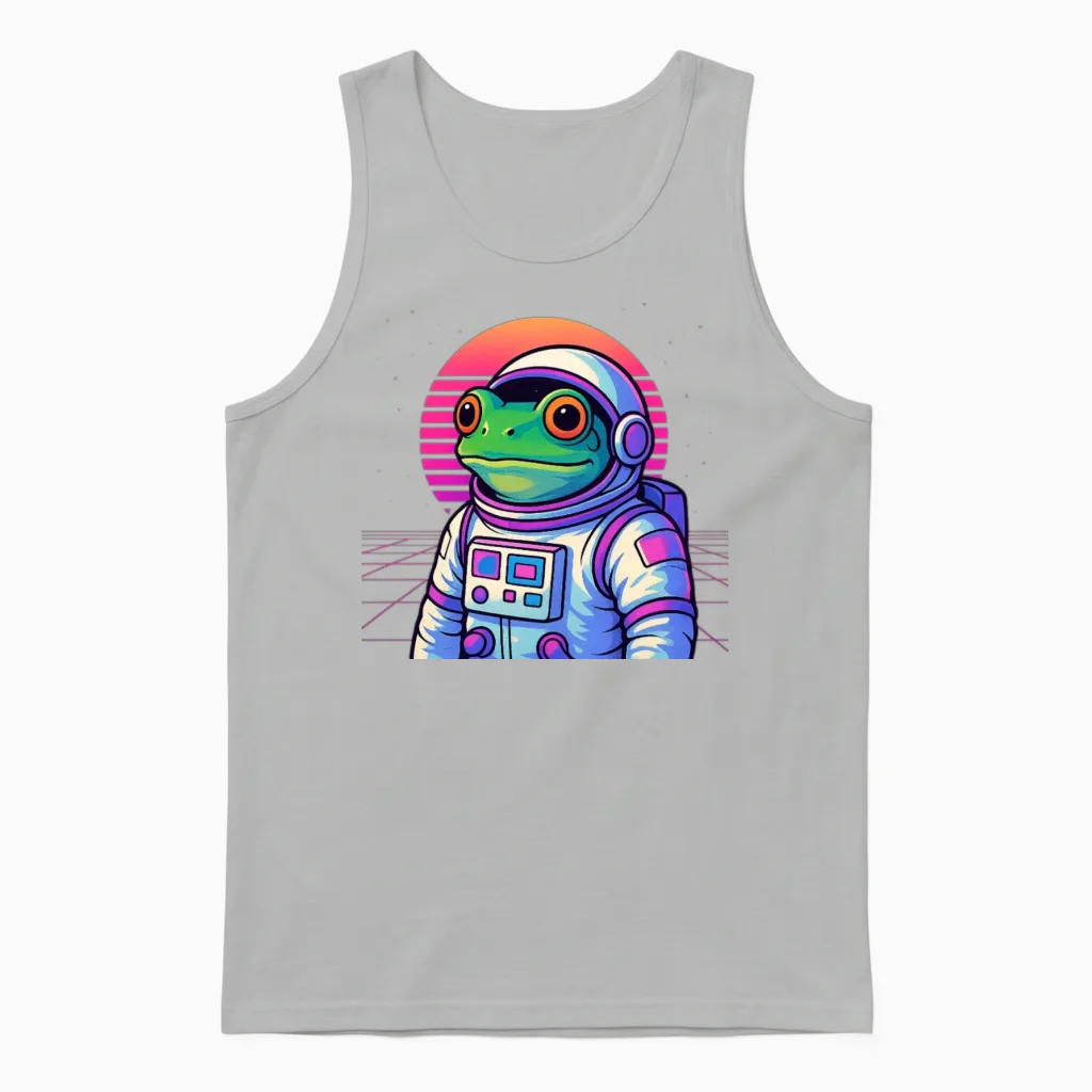 Retro Frog Astronaut - Reptiles & Exotics Unisex Tank Top in Ash