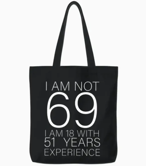 69 Funny Birthday Gift Tote Bags in Black