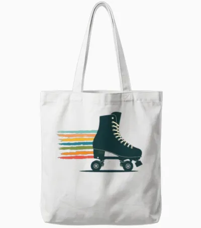 Retro Roller Skate Tote Bags - White