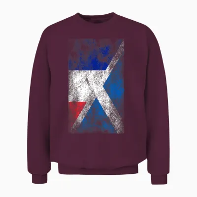 Flags of France and Scotland T-Shirt, Black, S Unisex Sweatshirt - Maroon