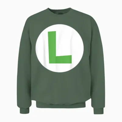 Nintendo Super Mario Luigi Icon Costume Unisex Sweatshirt - Military Green