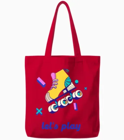 Retro Roller Skating Tote Bags - Red