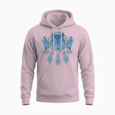 Predator Dream Catcher Animal Motif Gift Wolf Unisex Hoodie - Light Pink