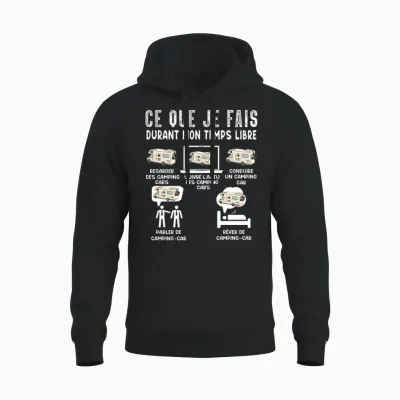 Amoureux De Camping Car Souvenir Retraite Homme Femme Humour T-Shirt Haut De Gamme Unisex Hoodie - Black