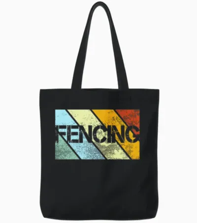 Fencing Retro Tote Bags - Black