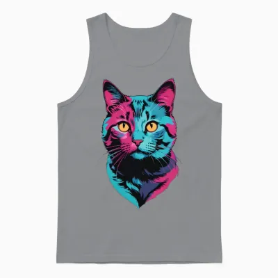 Retro Pop Cat Unisex Tank Top - Sport Grey