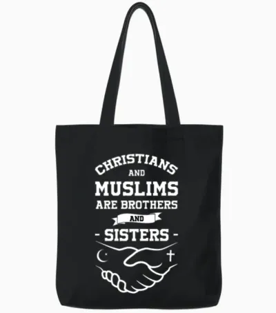 Christians and Muslims Brothers Religion Islam Tote Bags - Black