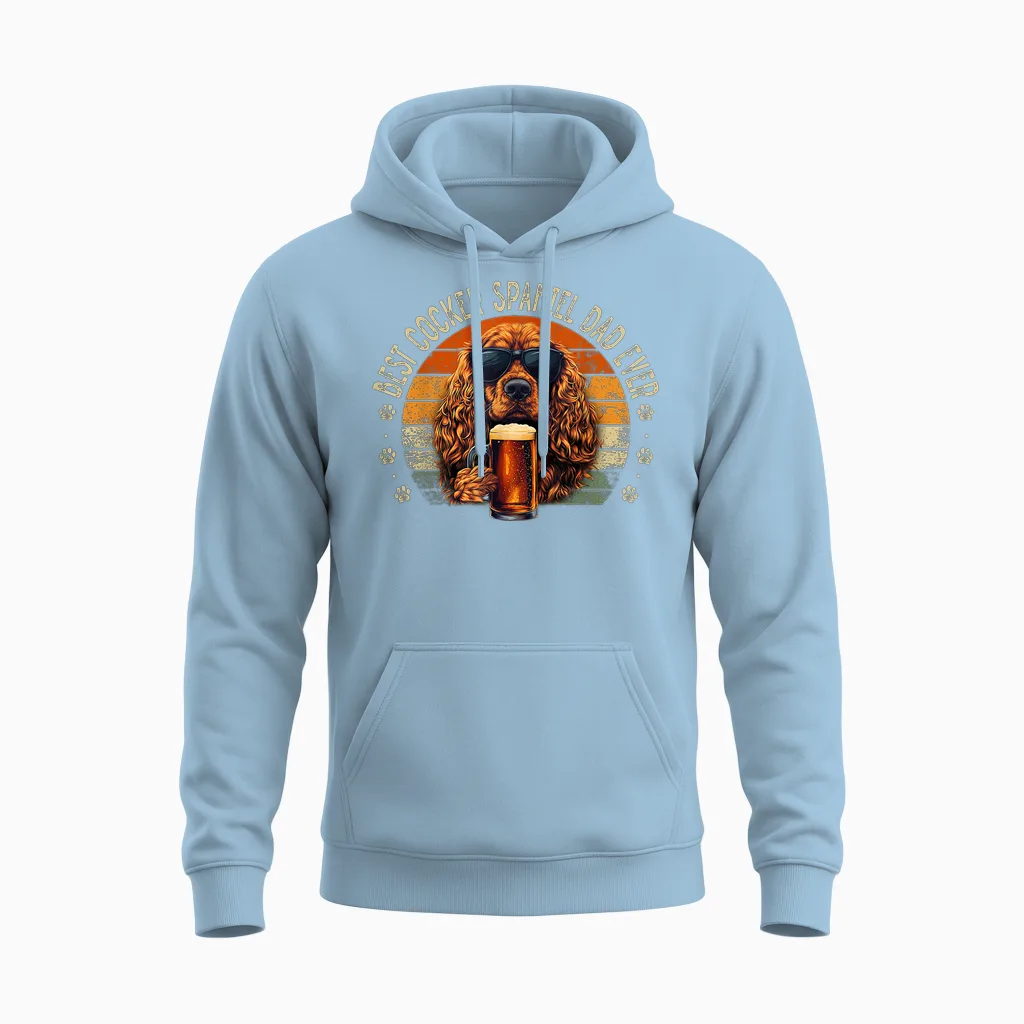 Cocker Spaniel Dad Dog Funny Father's Day Dog Man Unisex Hoodie in Light Blue