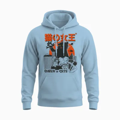 Königin Der Katzen Monster Katze Vintage Japan Style Unisex Hoodie - Light Blue