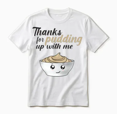 Funny Thanks for Pudding Up with Me Unisex T-Shirt - White