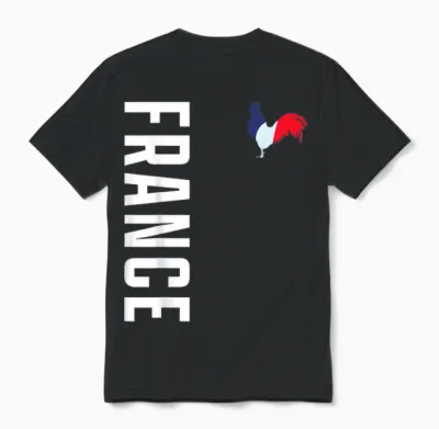 Frankreich Flagge Hahn Fan France Wappen Patriotisches Unisex T-Shirt - Black
