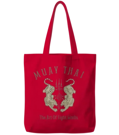 Muay Thai Shirt Thai Boxing Vintage Art of Eight Limbs Mma Gift Tiger Tote Bags - Red
