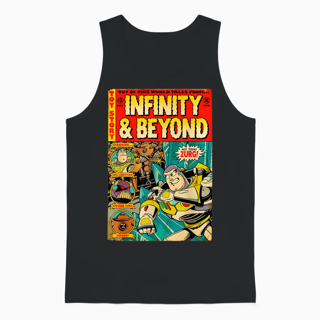 Disney Pixar Toy Story Buzz Lightyear Retro Comic Book Unisex Tank Top in Black