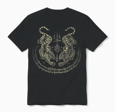 Sak Yant Thai Tattoo Tigers Muay Thai Traditionell Thailand Unisex T-Shirt - Black