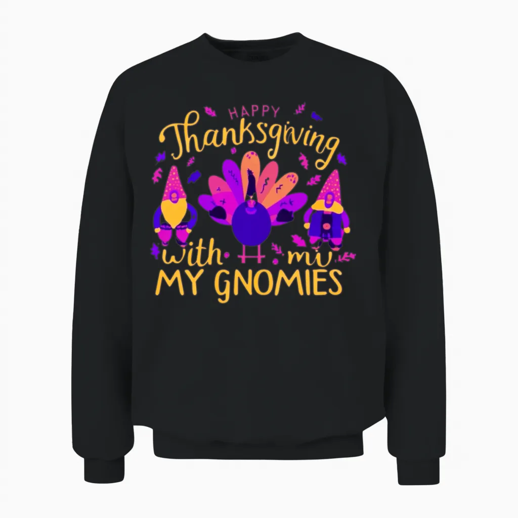 Thanksgiving with My Gnomies Unisex Sweatshirt in Black