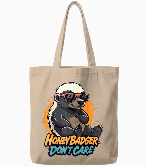 Honey Badger Don't Care Funny Zero Care Honey Badger Style Tote Bags in Natural