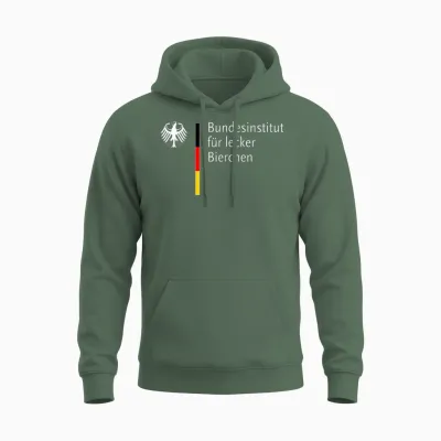 German Federal Institute for Delicious Beer T-Shirt, Black Unisex Hoodie - Military Green